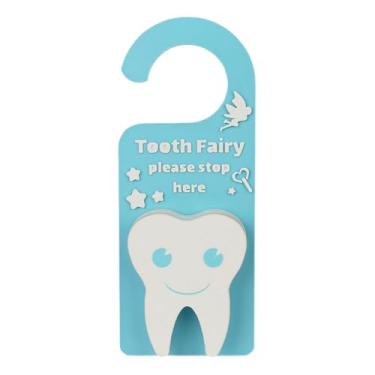 Imagem de Caixa de suporte de dente de fada dos dentes, cabide de porta de fada com caixa de dinheiro, lembrança, caixa de fada, presente para dentes perdidos, meninos, meninas, dentes de leite (azul)
