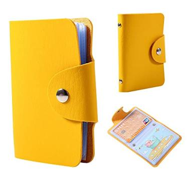 Imagem de Carteira Porta-Cartões de Couro PU para 24 Cartões, Capa para Cartão de Crédito, Ket Se Em E-cartão ou Capa para Porta-Cartões. (Amarelo)