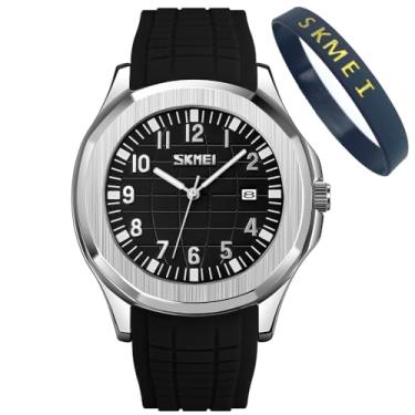 Imagem de SKMEI Relógio de pulso masculino de silicone, fácil de ler, à prova d'água, esportivo, casual, moderno, analógico, quartzo, luminoso, para pais, presente preto, G9286black, Tendência