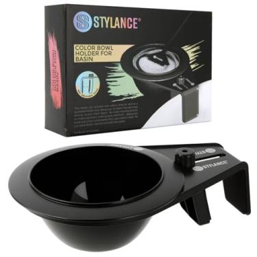 Imagem de STYLANCE Tigela de tintura de cabelo para banheira de tonificação, tigela profissional de mistura de cor de cabelo para cabeleireiro, tigela de xampu de salão (preta, 24 x 15,5 cm)