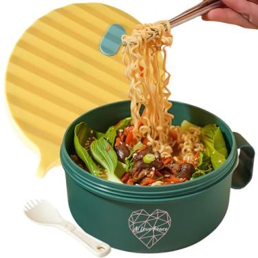 Imagem de AI LOVE PEACE Tigela de ramen, panela de macarrão de 1,134 g para micro-ondas para ramen, pho, sopa e macarrão, pode ser lavada na lava-louças e portátil, ideal para casa, escritório, dormitório ou