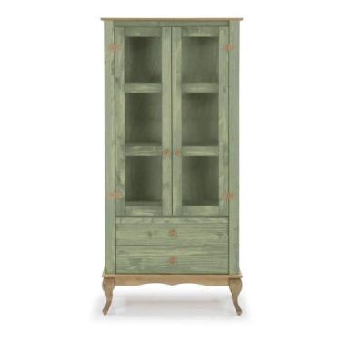 Imagem de Cristaleira 2 portas 2 gavetas com vidro lateral - Denk, Verde