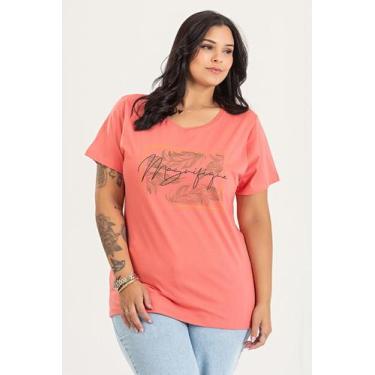 Imagem de T-shirt Feminina Plus Size em Malha Algodão c/ Estampa "MAGNIFIQUE" - 