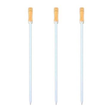 Imagem de Kit 03 Pçs Espeto Alumínio Simples Chato Estreito Aperitivos e Petisco