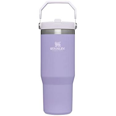 Imagem de STANLEY Copo de aço inoxidável IceFlow com palha, garrafa de água isolada a vácuo para casa, escritório ou carro, copo reutilizável com flip resistente a vazamentos, lavanda, 850 g