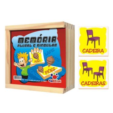 Imagem de Jogo da Memória Plural e Singular Caixa em Madeira