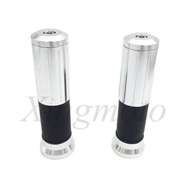 Imagem de NBX- Motocicleta CNC Prata Antiderrapante Pegas de Borracha para Mão Compatível com BMW S1000RR Aprilia Buell Ducati Panigale CBR Yamaha Kawasaki Ninja Suzuki com guidão padrão de 2,2 cm