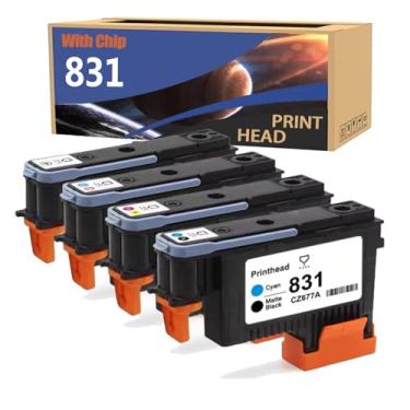 Imagem de GUOQUF 831 CZ677A CZ678A CZ679A CZ680A Cabeça de impressão com chip compatível com impressora HP 110 310 315 330 335 360 365 370 560 570, kit de substituição de cabeça de impressão 4 cores