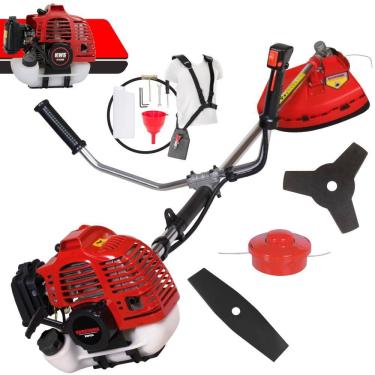 Imagem de Máquina de Cortar Grama À Gasolina Kawashima KW43L 2T 43cc 1,7HP de Alta Performance Completa Com Carretel Nylon + Lâmina 2 Pontas + Lâmina 3 Pontas