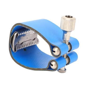 Imagem de Saxofone tenor bocal couro ligadura prendedor profissional ajustável sax ligadura clip para todos padrão borracha dura plástico bocais PU Ni chapeado latão aço inoxidável