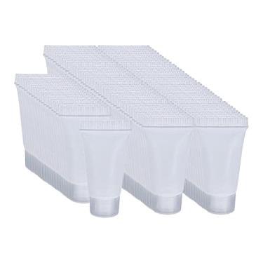 Imagem de shamjina 100x de Tubos Macios Vazios 5ml, Reutilizável com Tampas Recipiente de Plástico para Creme de Maquiagem para As Mãos, de, C, branco brilhante