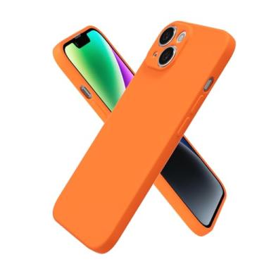 Imagem de oakxco Capa de silicone para iPhone 14 Plus, ultrafina, fina, para mulheres, meninas, cor lisa, minimalista, estética, fofo, feminino, design feminino, gel de borracha macia TPU com capa para câmera