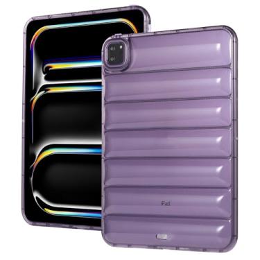Imagem de Capa amortecedora para iPad Pro 11 polegadas (M4) 2024 5ª geração, capa traseira Techcircle transparente e elegante de poliuretano termoplástico macio à prova de choque para iPad Pro 11 2024, roxa