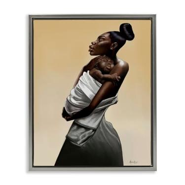 Imagem de Stupell Industries Arte de parede em tela flutuante emoldurada cinza para mãe e filho por Manasseh Johnson Sr, 53 x 43 cm