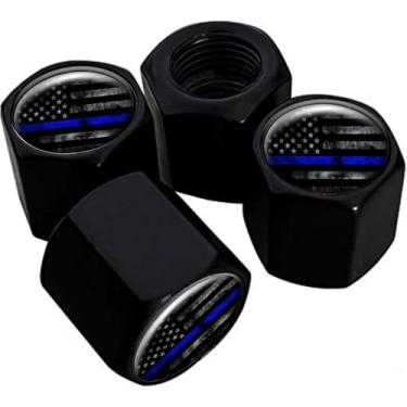 Imagem de Tampas de haste de válvula de pneu de metal, pacote com 4, tampas de haste de roda de carro, tampas de válvula de ar universais de alumínio para carros, caminhões, SUVs, bicicletas, motocicletas