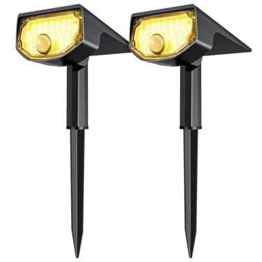 Imagem de AloftSun Luzes externas com sensor de movimento solar, luzes de ponto de sensor de movimento à prova d'água - 30 LED/3 modos de holofotes alimentados por energia solar, iluminação de paisagem para