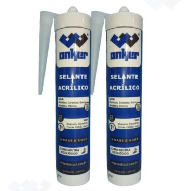 Imagem de 2 Selante de Silicone Acrílico e Aplicador - ANKER, Branco