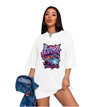 Imagem de Camiseta Oversized Feminina Bratz World Tour Vintage - FSL.CONF, Branc