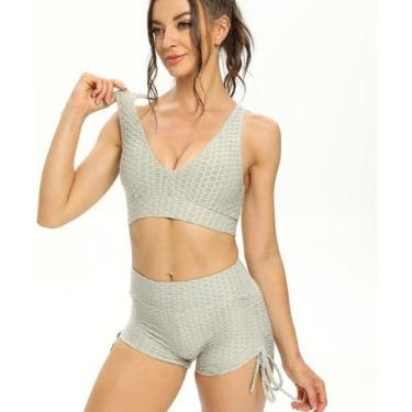 Imagem de Short+Top De Academia com Bojo Conjunto Feminino Fitness Ajuste Latera