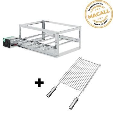 Imagem de Churrasqueira Giratória Inox 5 Espetos 2 Andares ECO + Grelha Aramada 