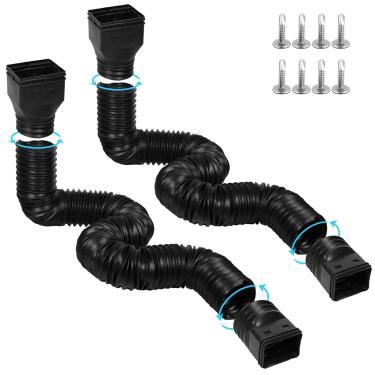 Imagem de plusgutter Extensores de calha de calha de 3,5 m flexíveis, extensor de calha de drenagem, extensor de drenagem de bico para baixo, conector de calha, drenagem de água da chuva, extensível de 8 a 3,5