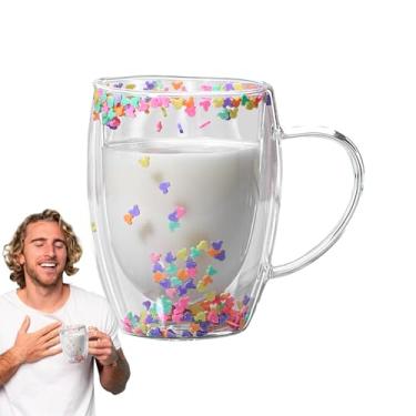 Imagem de Canecas de café de vidro com isolamento, canecas de café de vidro de parede dupla - Caneca de de isolada transparente estética 350ml - Copos de grande capacidade, caneca de de r