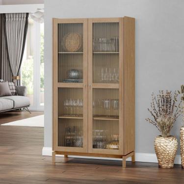 Imagem de Cristaleira 190cm 2 Portas Madeira Maciça Barcelona Tauari