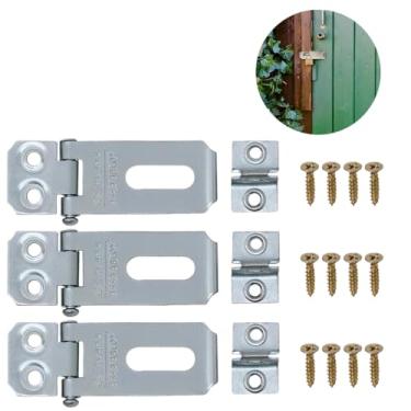 Imagem de Dobradiça Porta Cadeado Fecho Trinco Zincado 1,5" Para Portão Gaveta Armário | Silvana | Kit 03 Un