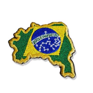 Imagem de BP0403M-001 Bandeira Mapa Brasil Patch Bordado 7x6cm - BR44