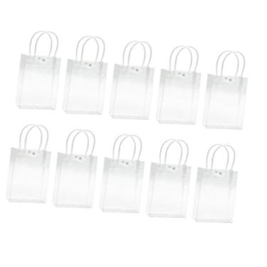 Imagem de Fenteer 10x Sacolas de presente transparentes, sacolas reutilizáveis ​​de 7,87 x 3,15 x 9,45 polegadas, bolsa de mão feita à mão em PVC, para lembrancinhas de