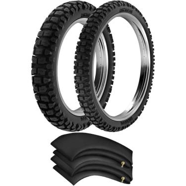 Imagem de Kit Pneu Xtz 125 Xr 200 r 110/80-18 + 80/90-21 Rt36 Rinaldi + Camara