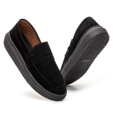 Imagem de Sapato Masculino Mocassim Sola Alta  Macio Confortável Camurça Luxo Pr