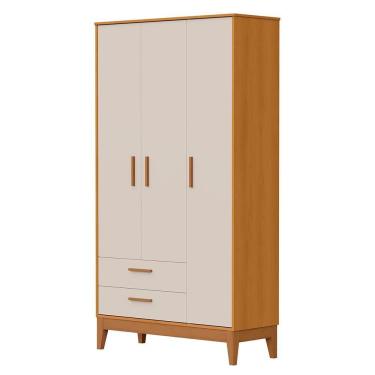 Imagem de Guarda Roupa Infantil Flip 3 Portas E 2 Gavetas Areia Reller Móveis Areia Fosco-savana