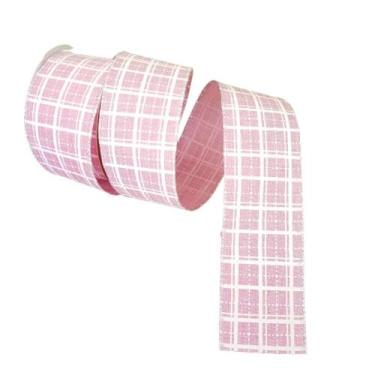 Imagem de Fita Aramada Xadrez Rosa Comp 9.14m - Carmella Presentes