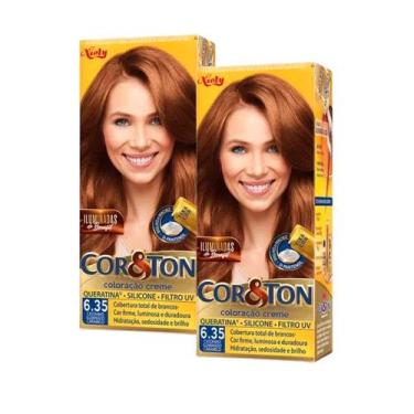 Imagem de Kit 2 Tintura Creme Cor&Ton Niely Castanho Iluminado Caramelo 6.35 - C