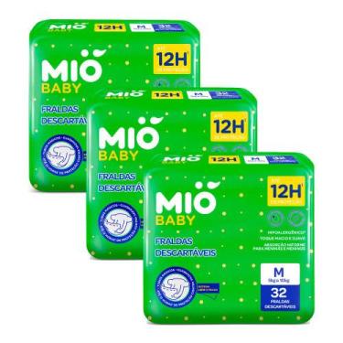 Imagem de Kit 3 Fralda Descartável Mió Baby Tamanho M com 32 Unidades