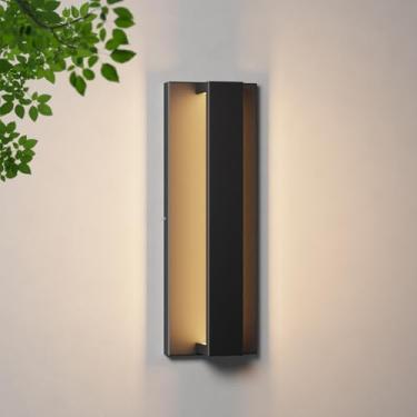 Imagem de Aoceley Luminária de parede LED moderna para ambientes externos de 15,7 polegadas, luz de varanda e pátio de 16 W 3000K, arandelas de alumínio à prova d'água IP65 para casa, exterior, garagem, quintal