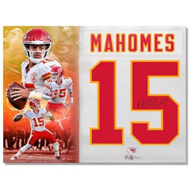 Imagem de WHZKCYH Pôster 2025 Rugby Star Patrick Mahomes para decoração de parede de quarto de crianças - Pôster assinado superstar do futebol em tela para fãs presentes de meninos e adolescentes