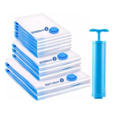 Imagem de Kit 10 Sacos Organizadores A Vacuo 5un 50x60 3un 60x80 2un 70x110 + Bo