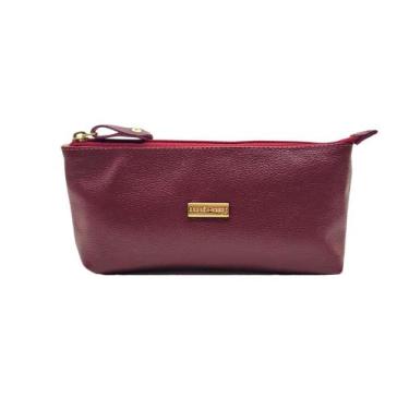 Imagem de Necessaire Para Maquiagem Feminina Couro Legítimo Lançamento Cores - A