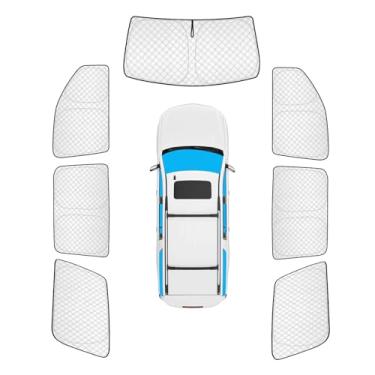 Imagem de KMF 7 peças de persianas espessas de janela completa para Chevrolet Chevy Suburban Accessories 2015-2020, capas de janela de carro para-sol para para-brisa lateral traseira, bloqueio UV e blackout