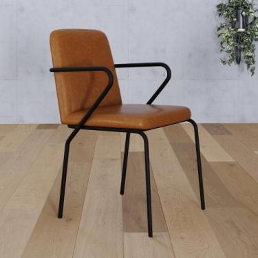 Imagem de Cadeira de Jantar C/ Braços Bloom Revestimento Sintético Est.Preta - M