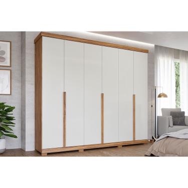 Imagem de Guarda Roupa 6 Portas e 6 Gavetas c/ Pés Guarapari Cinamomo/Off White - Panan