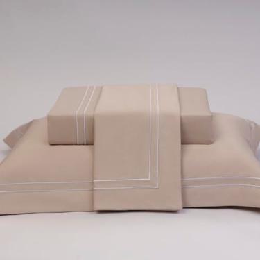 Imagem de Plumasul Jogo de Cama Premium Harmonious 100% Algodão Cetim 300 Fios Queen 4 peças Cor Fendi Festone White