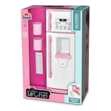 Imagem de Geladeira Infantil Mini com Dispenser, C/Acessórios, Portas Funcionais, Brinquedo Educativo para Faz de Conta, Cozinha, Imaginação, Criatividade (Kit Geladeira New Le Chef)