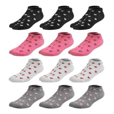 Imagem de Kit 12 pares Meias Canos Curto Soquete Feminina Flor