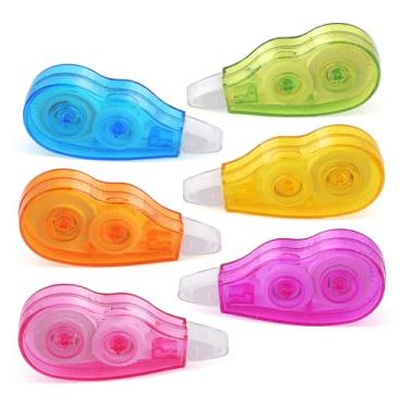 Imagem de WISOPTUS Fita corretiva branca bonita e estética, 4 m cada, pacote com 6 unidades, fácil de usar, seca instantaneamente, silenciosa e resistente a rasgos, material de escritório ou escolar, rosa, roxo