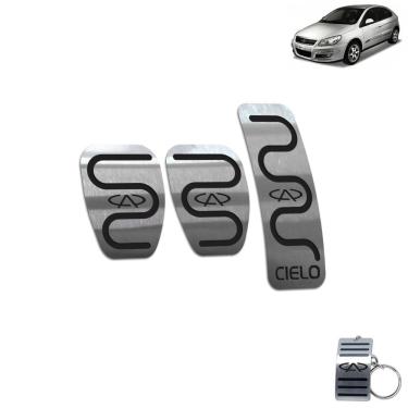 Imagem de Pedaleira Chery Cielo Manual 2010 Até 2013 Aço Inox Preto