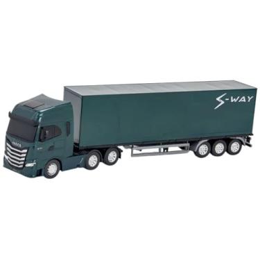 Imagem de Brinquedo S-Way Caminhão Baú, Escala 1:30, Portas Traseiras Articuladas, C/Giro, Trava de Apoio, Para Crianças, Presente, Carrinho Infantil, Coleção, Design Realista (Verde)