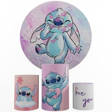 Imagem de Kit Decoração Festa, Painel Stitch + Trio Capas De Cilindros (Color 07)
